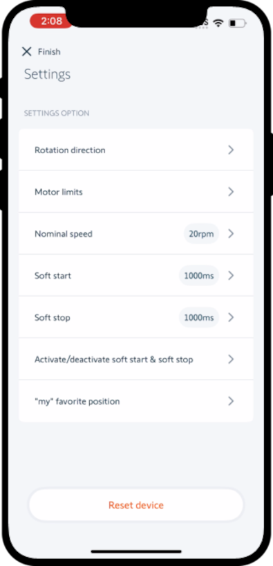 Individual shade settings highlighting the 