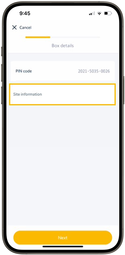 Pin code pre-filled from the QR code scan option of a TaHoma® box.